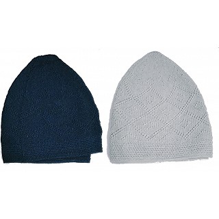 Combo Prayer cap for men- Grey and Blue